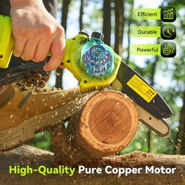 Supstable 6-Inch Cordless Mini Chainsaw – 2000mAh Battery Handheld Electric Chainsaw with Auto Oiler, Lightweight Design for Tree Trimming, Wood Cutting, Camping & DIY