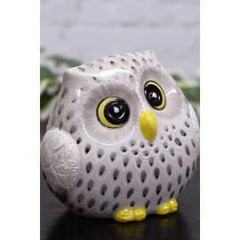 Owl Figurine Pottery Kutani Ware Owl White Sheng Black Feng Shui Lucky Lucky Lucky Gift Birthday Gift