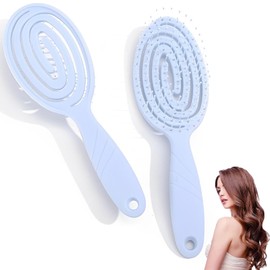Hair Brush,Senshuomy Detangling Brushfor Women, Men, and Children-Unique Spiral Hair Brush with Flexible Soft Pin Bristles for Detangling Wet/Dry Hair, and Head Massaging Pro(1Pcs/Blue)