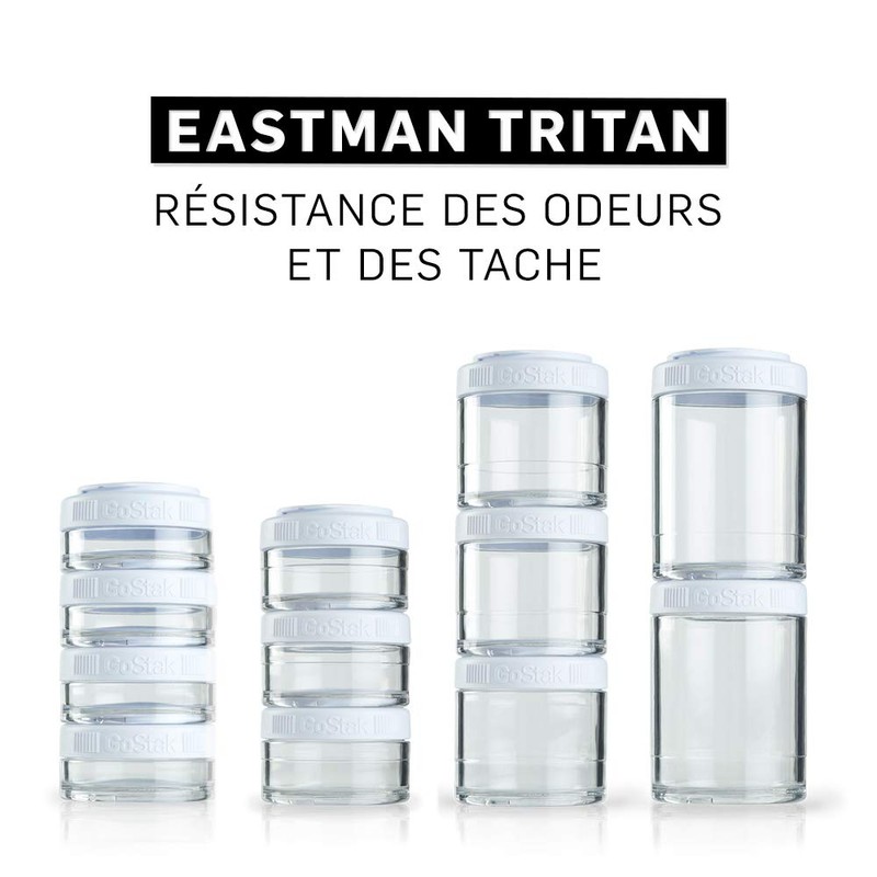 BlenderBottle GoStak Twist n' Lock Storage Jars, 100cc 3-Pak, White