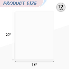 Space Art Deco, Pack of 12 16x20 Uncut White Mat Boards, Acid Free Matte Backing Boards for Pictures, Prints, Frames, Arts