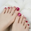 [ALLEVG]ネイルチップ 足用 24枚入 フットネイルチップ フットネイル 足用 マグネットネイルチップ 夏限定 パッションピンクのキャットアイ＆虹色ラメ足用付け爪 -