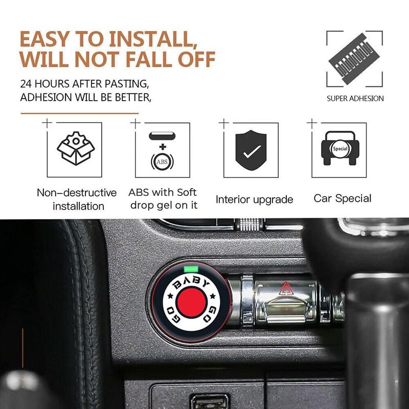 TOOLEPIC Car Push Start Button Cover for Mustang 2015-2014, Engine