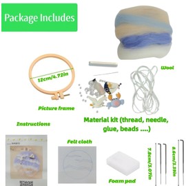 Needle Felt Starter Set,Felting Kits for Beginners Adult Needle Felting Kit Beginner Wool Felting Kit (Sea)