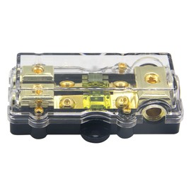 ZOOKOTO Power Distribution Block, Fuse Holder Distribution Block 4 Gauge in to (2) 8 Gauge Out with 100A Fuses