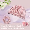 Double Layer Adjustable Satin Pink Sleeping Bonnets For Women, Shower