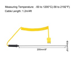 sourcing map K Type Surface Thermocouple Probe 3x200mm Handheld Needle Tip Temperature Sensor -50 to 1200°C(-58 to 2192°F)