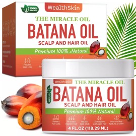 Wealthskin Batana Oil for Hair Growth, 100% Batana Oil from Honduras, Repairs Damaged Hair