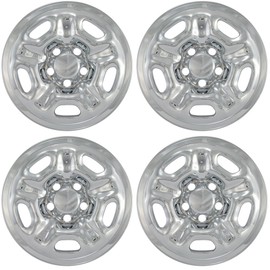 OxGord 15 inch Wheel Skins for 2005-2015 Toyota Tacoma (Set of 4) Impostor Wheel Covers for 15 inch Chrome ABS Wheels- Auto Tire Replacement Exterior Cap Cover