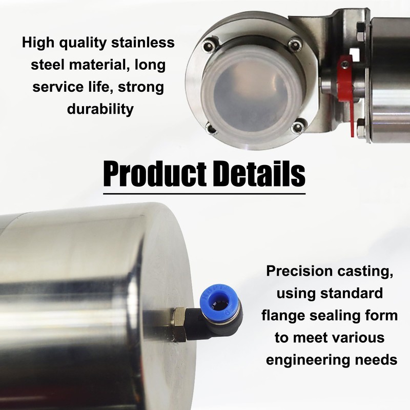 HQHAOTWU Tri Clamp Sanitary Pneumatic Actuator Butterfly Value Stainless Steel