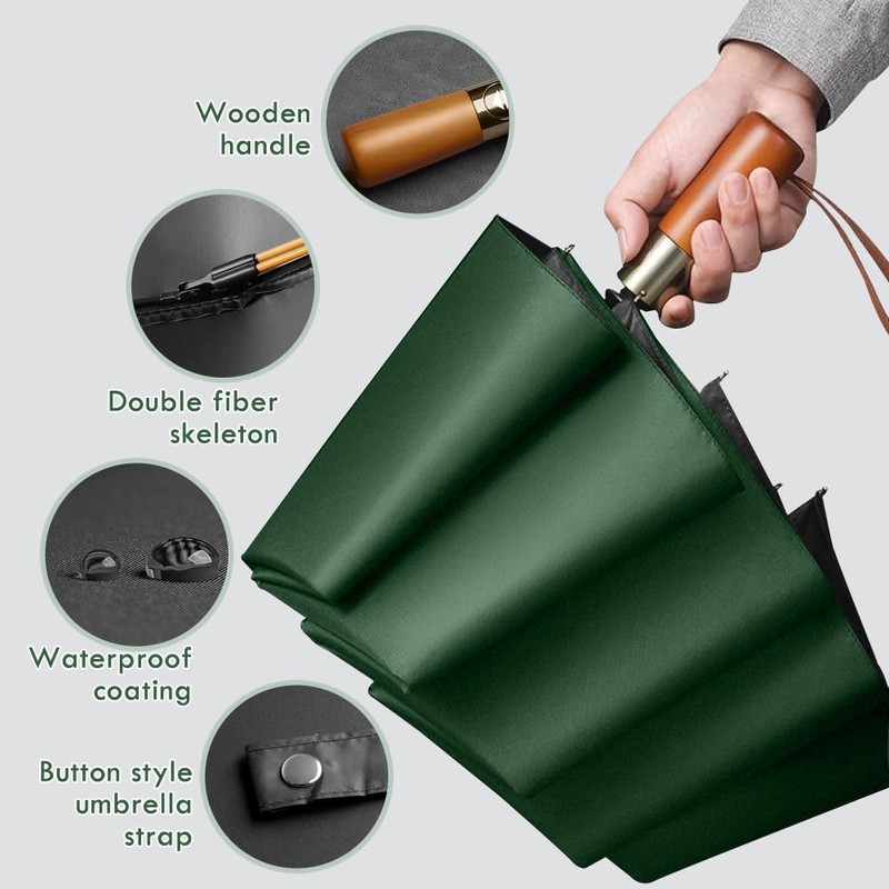 Foldable Umbrella, Open-Close Automatic Pocket Umbrella, Lightweight Design, Windproof and