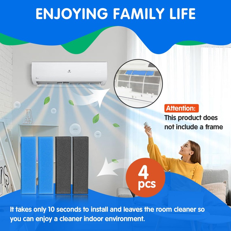 4 PCS Replacement Mini Split Air Filter Compatible with Mitsubishi