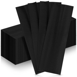 Zhehao 200 Pcs Kraft Paper Bags Kraft Churro Bags Grease Silverware Sleeves for Resistant Utensils Cutlery Cookies Bakery Candy Treats (Black)
