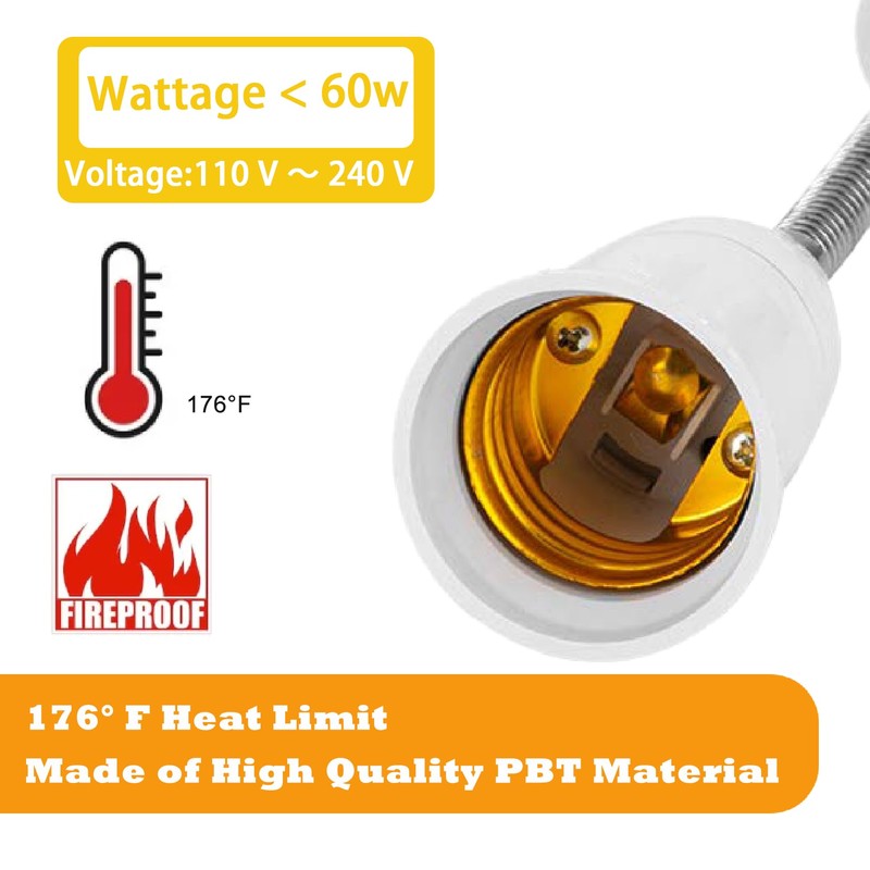 Lybuorze Light Bulb Extender Socket (2-Pack), 19 CM 7.5 Inch