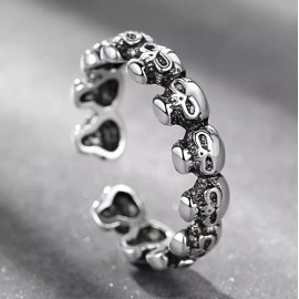 Elegantes Gothic Retro Skeleton Skull Opening Ring Punk Hip Hop Men Women Party Jewelry