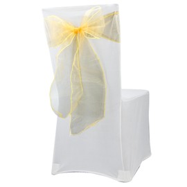 Time to Sparkle 22x280cm Organza Chair Sashes Wider Fuller Cover Party Decoration 20PCS Bow Sashes for Wedding -Precious Gold