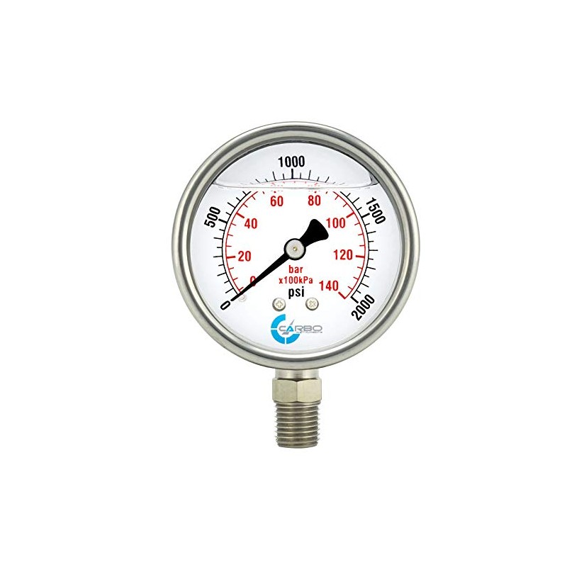 CARBO Instruments 2" Pressure Gauge, Stainless Steel Case, Chrome Plated