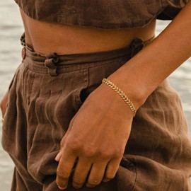 MEVECCO Dainty Leaf Chain Bracelet Gold Evil Eye Link Bracelet 18K Gold Plated Delicate Chain Bracelet for Women Jewelry Gifts