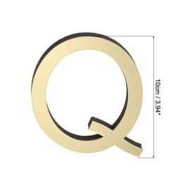 PATIKIL 3D Acrylic Alphabet Mirror Wall Stickers Letter Q Self-Adhesive Home Decor Letter Sign Art Sticker Decal for DIY Home Decoration Light Gold
