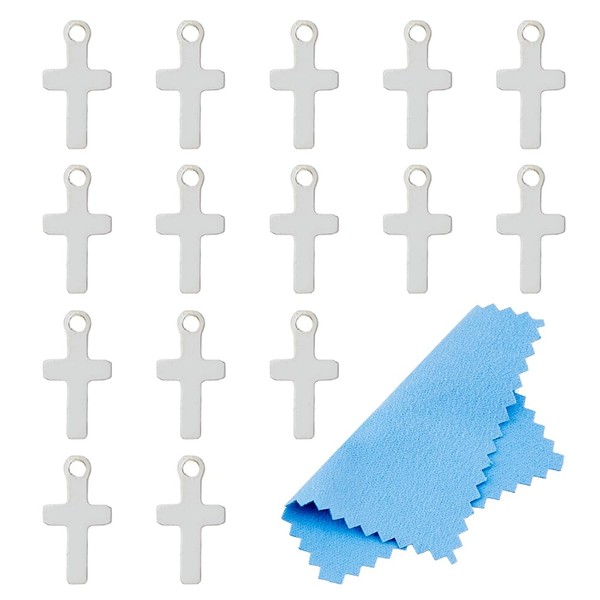 DICOSMETIC 15Pcs Silver Small Cross Charms Pendants 925 Sterling Silver