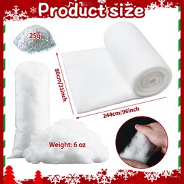 JORNH Christmas Fake Snow,Artificial Snow with Twinkle Glitter for White Christmas Tree Decorations,Soft Fluffy Snowflakes for Winter Wonderland, 3 Pcs Craft Snow for Holiday Party Decor