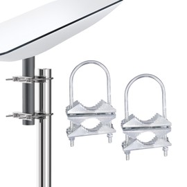 SZSAUTO Starlink Antenna Sturdy U Bolt Pole Clamp Mount Bracket Set Starlink Pipe Adapter - for Starlink Outdoor TV Satellite Dish Lora WiFi Antenna Mast Installation Universal Mounting Kit - 2 Pack