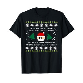 SQL Santa Claus Database DB Clause Computer Science Programmer T-Shirt, black