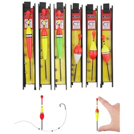 Set of 6 Fishing Floats Fishing Floats Floats Floats Set with Lead, Fishing Line and Hook (5#, 7#, 9#) for Coarse Fish, Trout, Eel, Zander Ideal for Lake, River, Stream and Pond