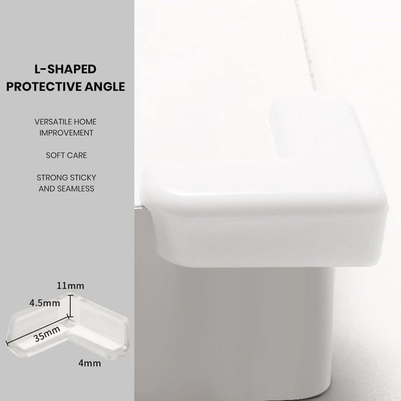 4Pcs White Corner and Edge Protectors, Self-Adhesive Bumpers for Furniture,