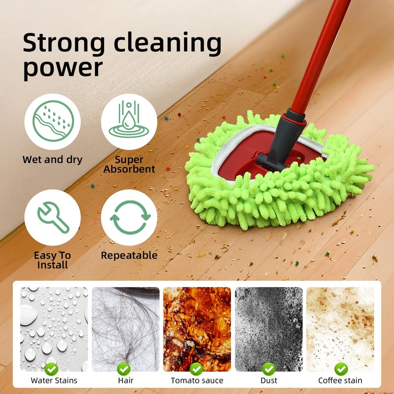 Mop Heads Replacements,3 Pack Spin Mop Refill Replace Head for