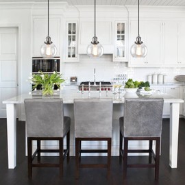 Bagood 6 inch Mini Hanging Pendant Light Globe Pendant Light Brushed Nickel Clear Glass Pendant Lighting for Kitchen Island Kitchen Island Lighting Pendant Lights for Kitchen Island (Bulb incl)