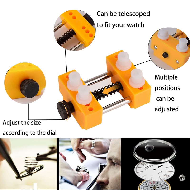 Yoblink Watch Repair Tool Holder Yellow Rubber Base, Adjustable Opener