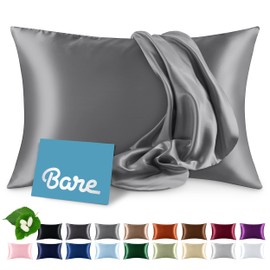 Bare Home 100% Mulberry Silk Pillowcase for Hair and Skin - Ultra Premium 6A Grade 19 Momme Silk Pillow Case - Envelope Enclosure - Breathable Cooling Pillow Cover (King, Grey)
