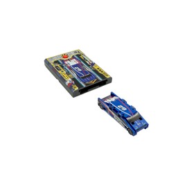 FLAT 2 FAST Original Stunt Card Racer – Flat Car Racer and Pocket Size Racecar Launcher with Built-in Button for Stunt Launching and Racing – Compact – Cobalt Blue