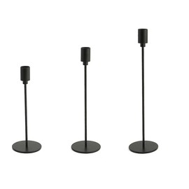 Black Candle Holders Set of 3 Modern Metal Candlestick Holder for Home Decor Kitchen and Farmhouse Ideal for Dinner Table, Fireplace, Wedding, Christmas and Thanksgiving Day