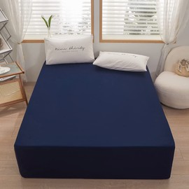 Bedding TwinXL Size Fitted Sheet Only-TwinXL Size Deep Pocket Bottom Fitted Sheet Fits 15inches Bed Matress Sheet Soft and Microfiber Easy Care-Navy Blue