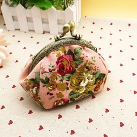 Wallet,toraway Lady Vintage Flower Mini Coin Purse Wallet Clutch bag (Pink)