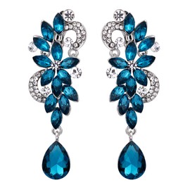 Clearine Women's Bohemian Boho Crystal Flower Wedding Bridal Chandelier Drop Bling Screw Back Clip On Dangle Earrings, Alloy