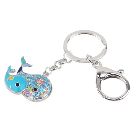 DOWAY Pair of Enamel Dolphin Keyrings Cute Fish Key Ring Pendant for Handbags Purses Bags Belt, blue