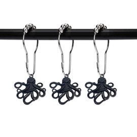 ZILucky Set of 12 Octopus Shower Curtain Hooks Decorative Home Bathroom Stainless Steel Rustproof