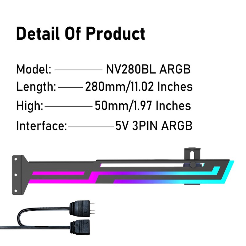 NVRADCHUA ARGB GPU Support Bracket, GPU Brace Support, 5V 3Pin