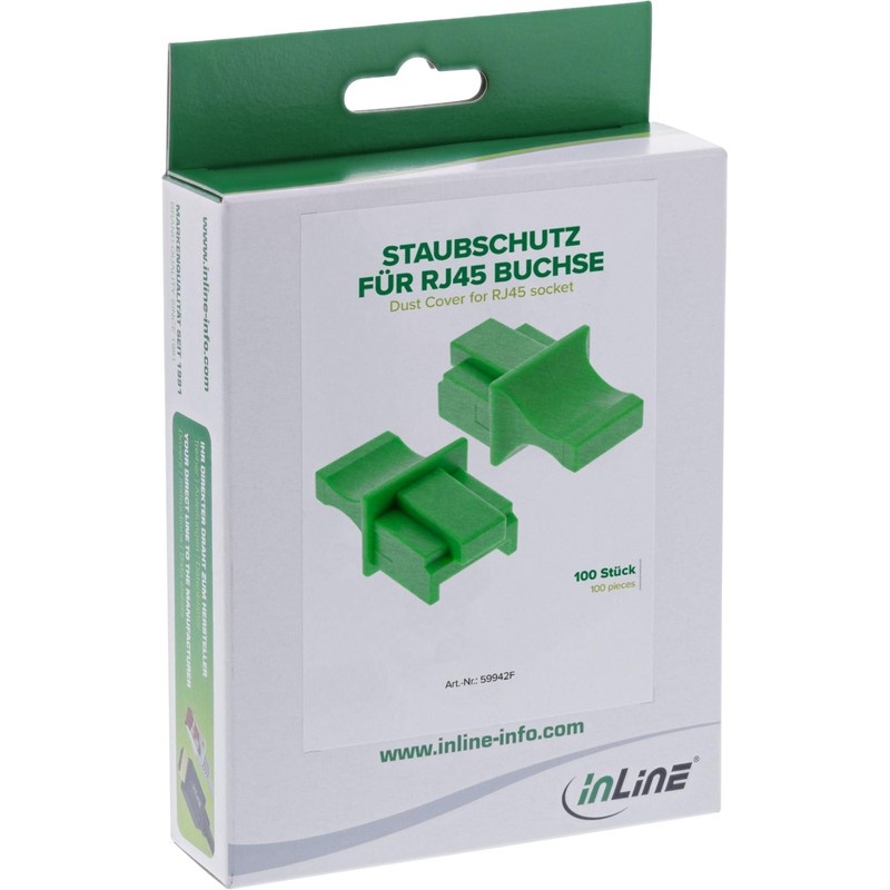 InLine® Dust cover, for RJ45 socket, color: green, 100pcs. Pack