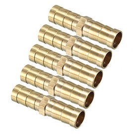 sourcing map 10mm Brass Barb Hose Fitting Straight Connector Coupler 5pcs