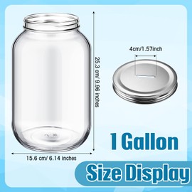 Yinkin 1 Gallon Large Clear Coin Bank Jar with Slotted Lid Large Piggy Change Bank for Adults Teens Holds About 3000 in Coins Glass Money Tip Change Savings Jar for Raffle Ticket Fund Adults Gift