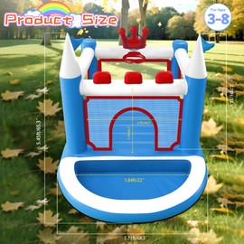 Anypool Anypool Kids Bounce House with Ball Pit, Basketball Hoop, Target Game and Ring Toss Game Phthalate-Free PVC Jumping Castle with Electric Air Pump for Indoor or Outdoor Play 98x 70x 65