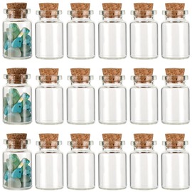 CRASPIRE 24Pcs Small Glass Bottles with Cork 7ml/0.23oz Mini Clear Candy Jars with Cork Stoppers Tiny Vials lids Wishing Bottles for Gift Favors Wedding DIY Decoration Crafts Party Sand