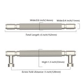Asidrama 10 Pack 5 Inch(128mm) Brushed Satin Nickel Cabinet Pulls Knurled Kitchen Cabinet Handles, Cabinet Pulls Kitchen Cabinet Hardware for Cupboard Drawer Pulls