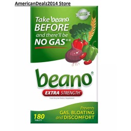 Beano Extra Strength Food Enzyme Dietary Supplement, 180 Tablets