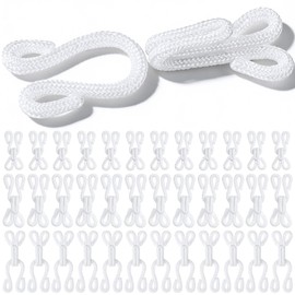 Ouligay 36 Set Large Hook and Eye Sewing Hooks and Eyes Closure for Bra and Clothing, 2.2/2.8/3.5cm Bra Hooks Replacement, White Hook and Eye Closures for Clothing Trousers Skirts, Sewing DIY Craft