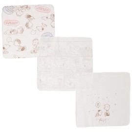Peanuts 215150601 Snoopy Gauze Handkerchief, Gauze, Set of 3, Made in Japan, Babies, Newborns, Off-White 3232, white (off-white)